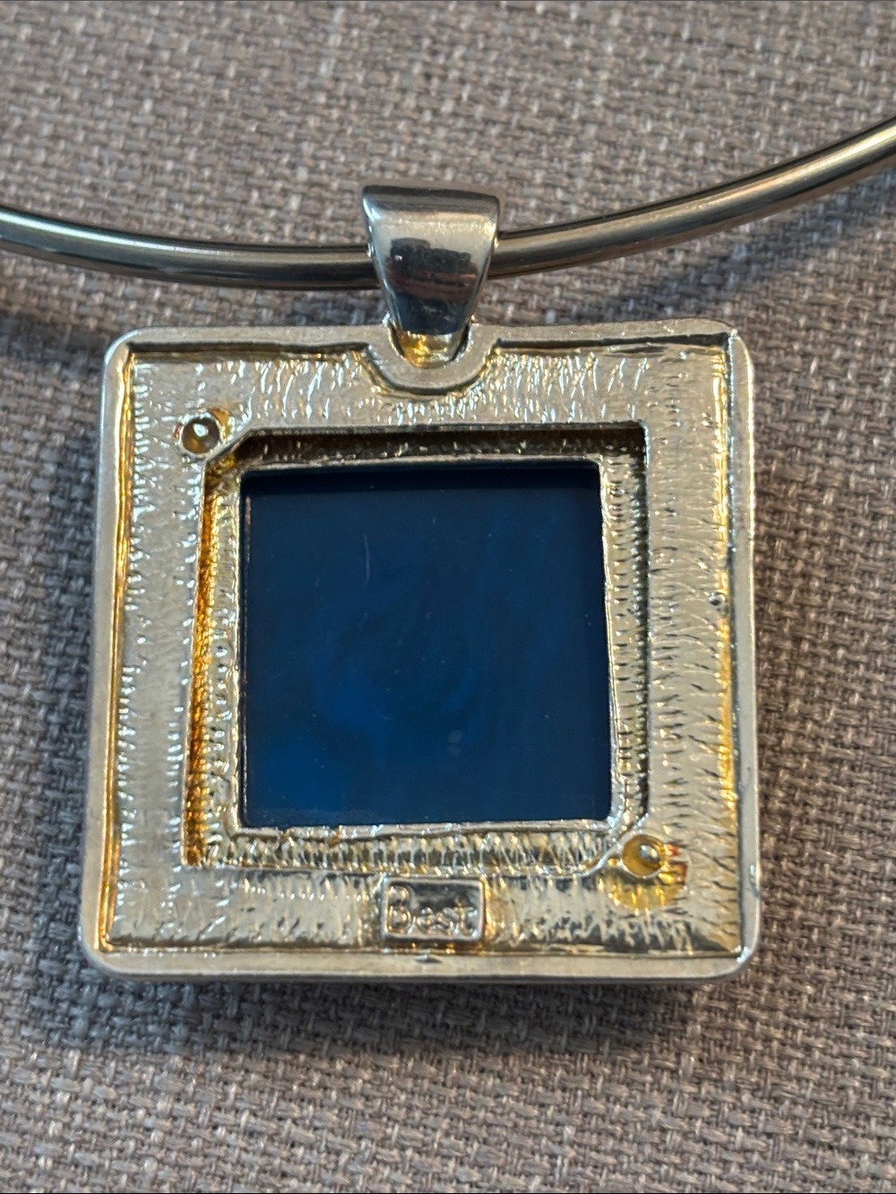 Vintage signed BEST silver tone pendant and necklace - Picture 3 of 6
